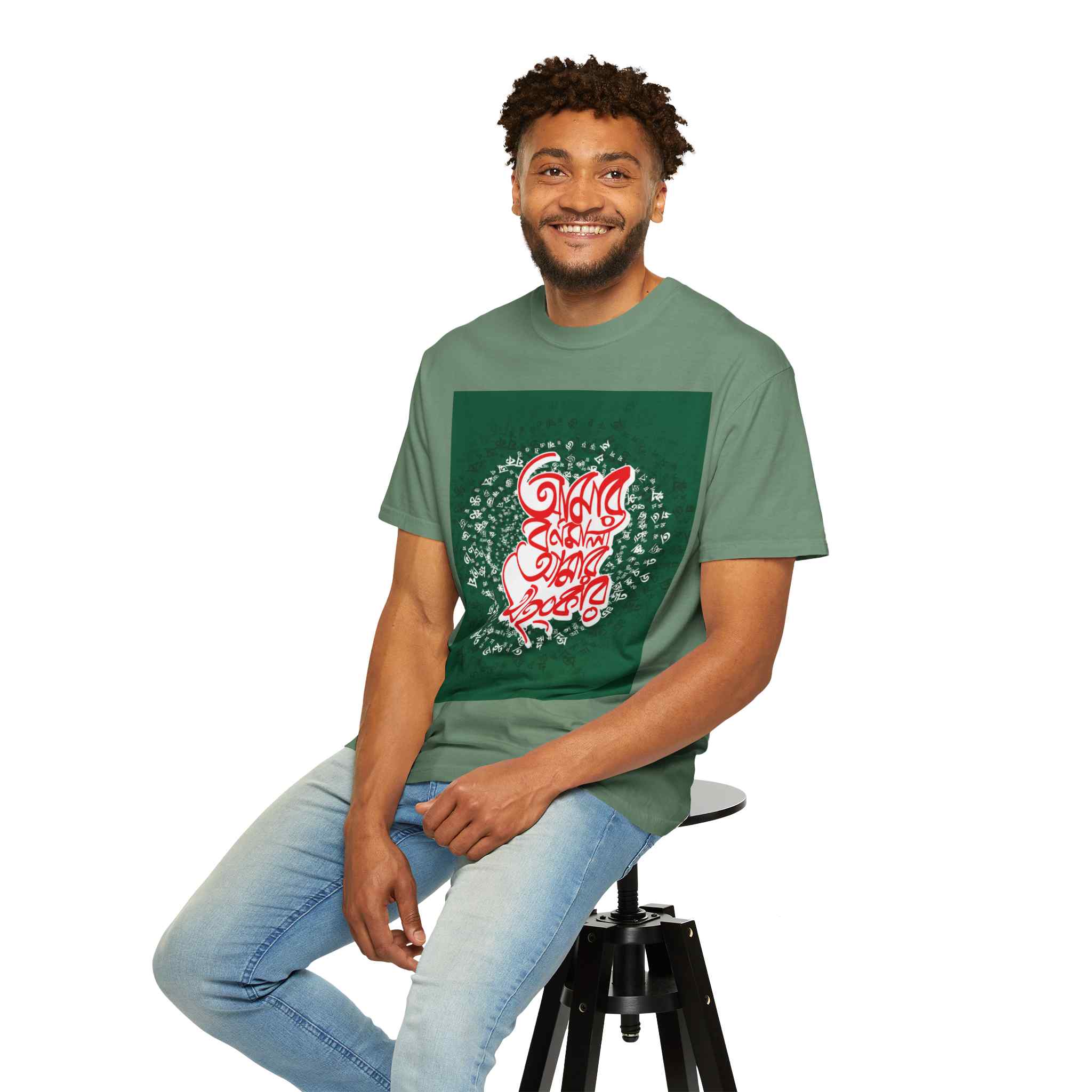 T-Shirt — Festive Bengali Calligraphy 'Bangla Bornomala' Design - Image 7