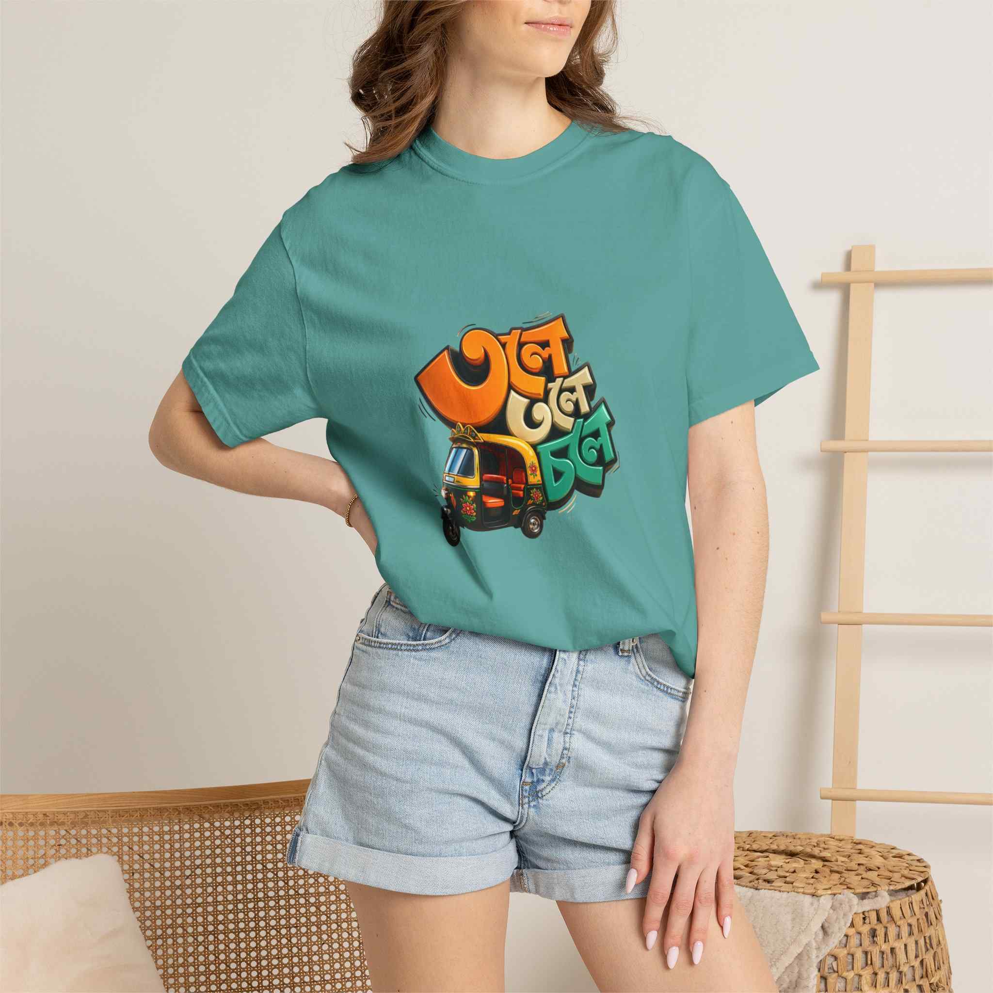 Auto Rickshaw Graffiti T-Shirt — "Tole Tole Tempu Chole" - Image 9
