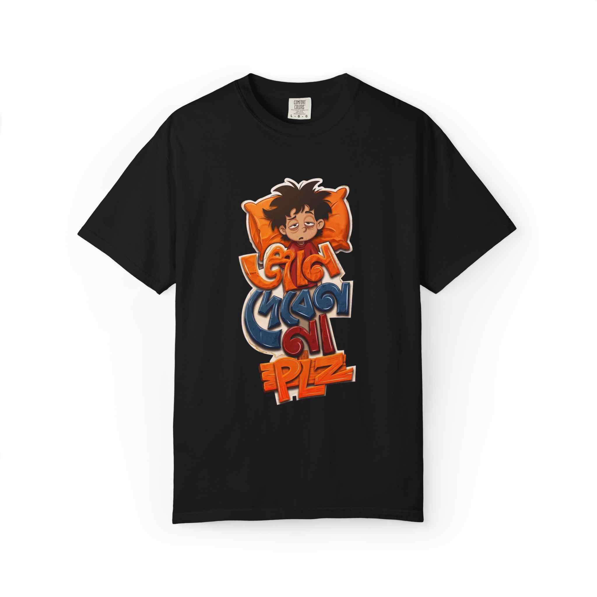 Sleepy Kid Cartoon T-Shirt — "Giam Dibenna PlZ" Graphic Tee - Image 2