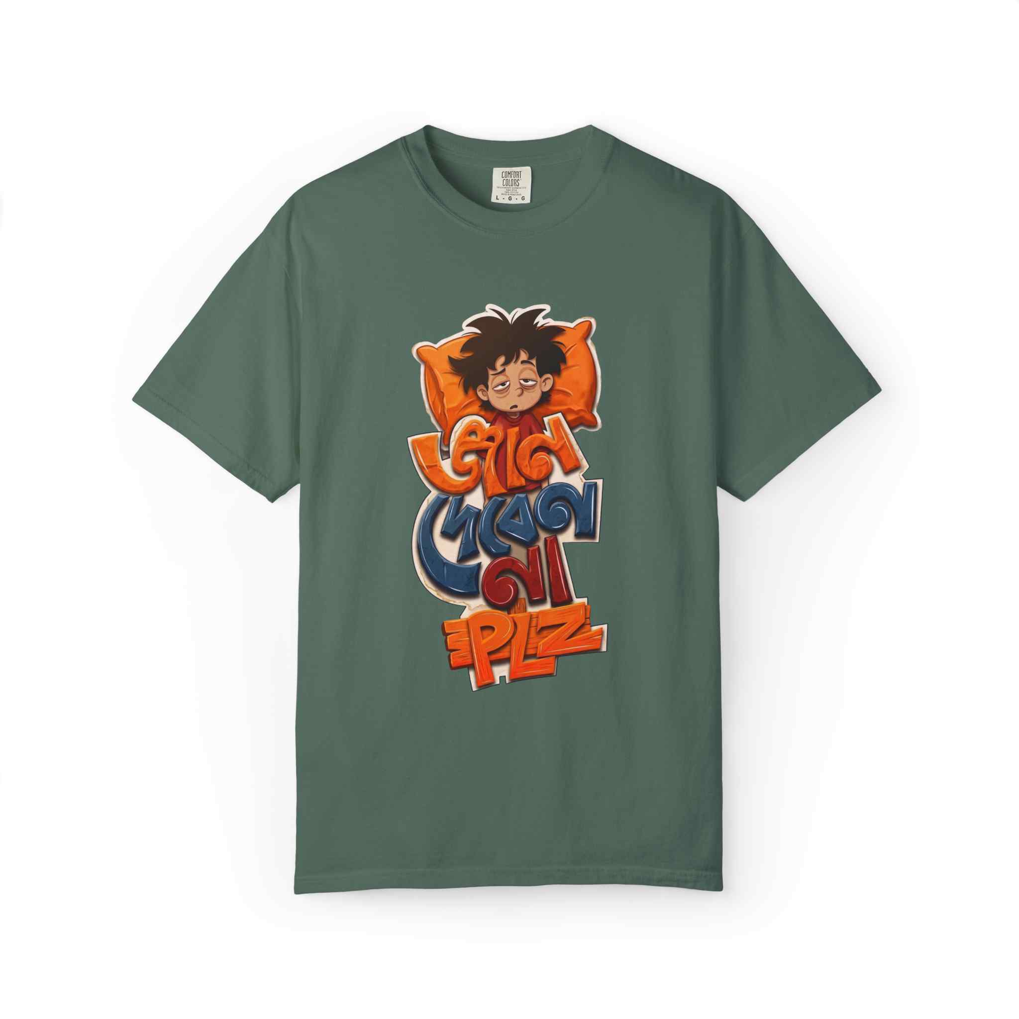 Sleepy Kid Cartoon T-Shirt — "Giam Dibenna PlZ" Graphic Tee - Image 3