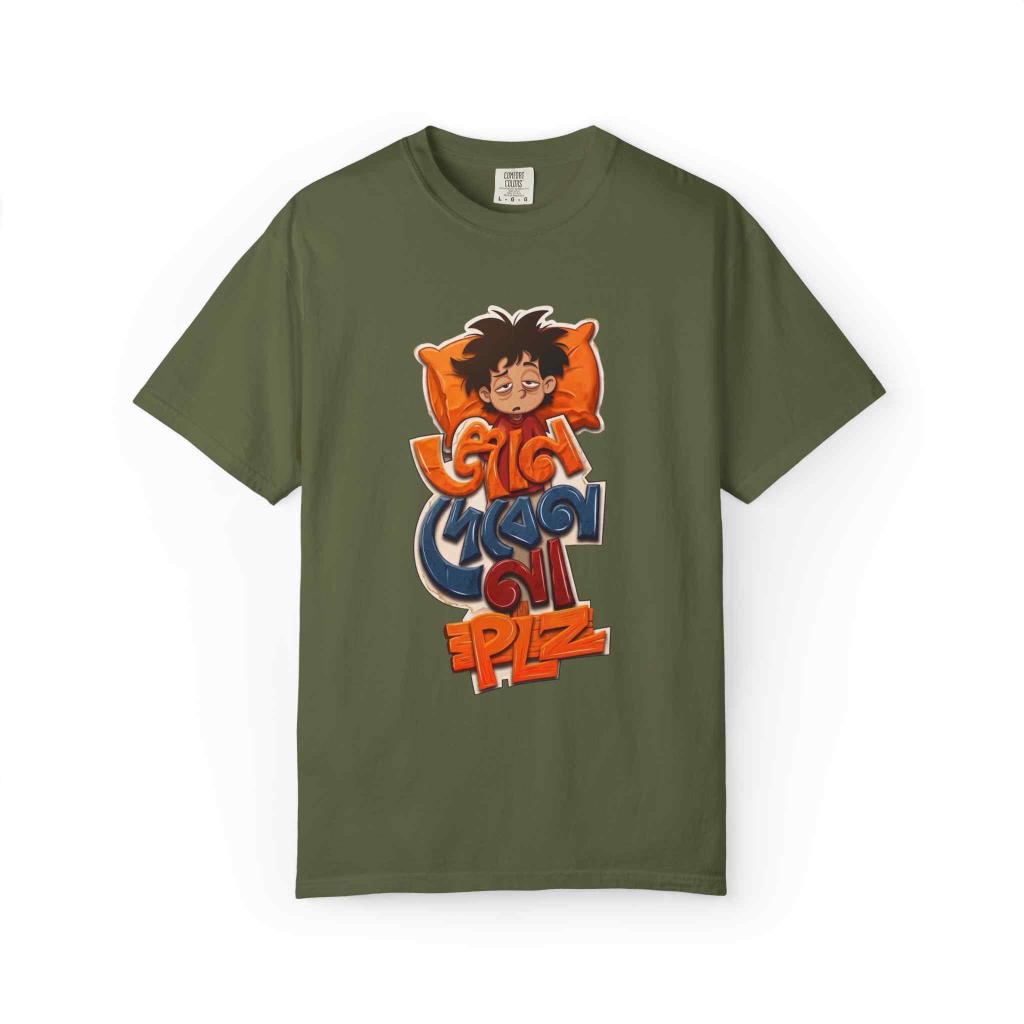 Sleepy Kid Cartoon T-Shirt — "Giam Dibenna PlZ" Graphic Tee - Image 4