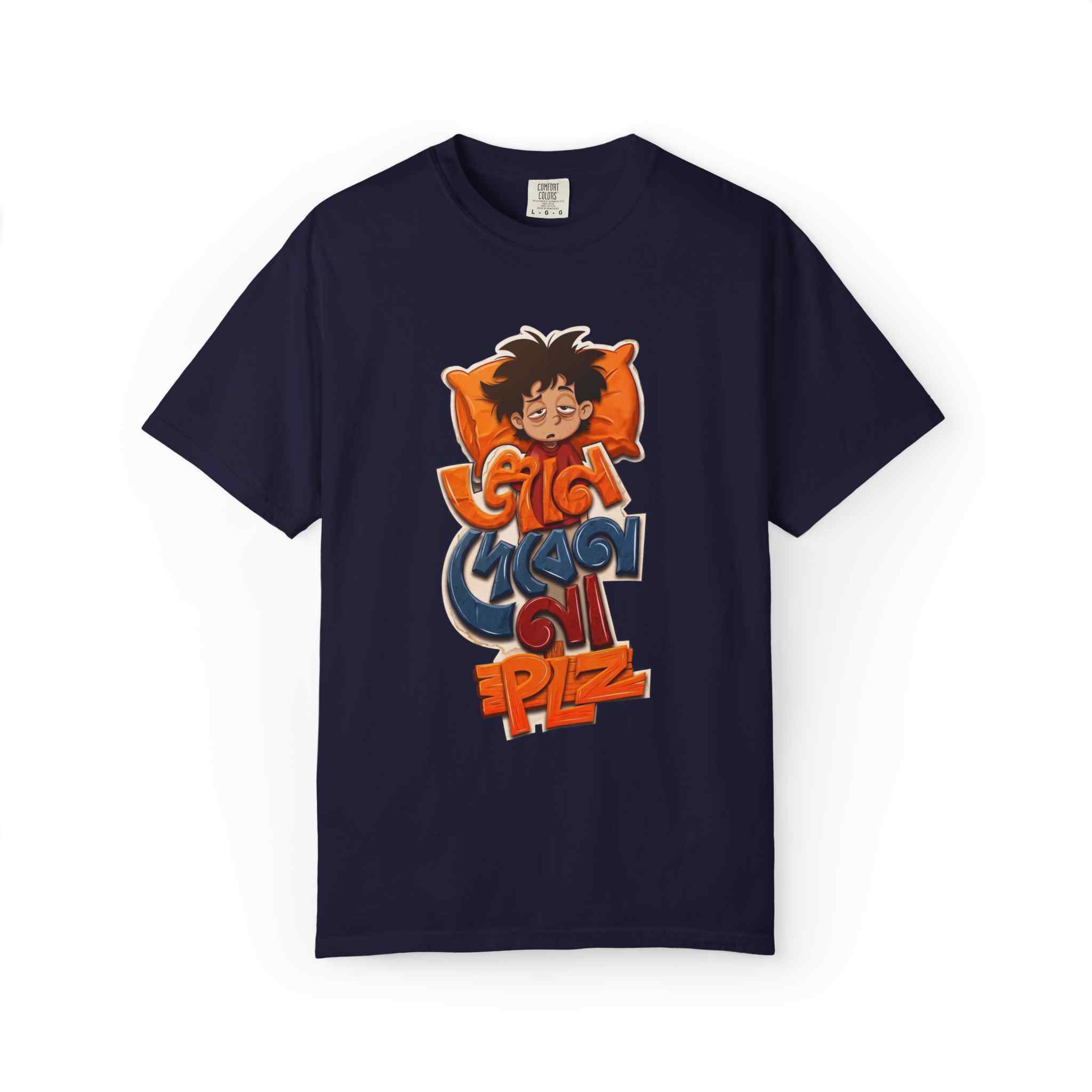 Sleepy Kid Cartoon T-Shirt — "Giam Dibenna PlZ" Graphic Tee - Image 5