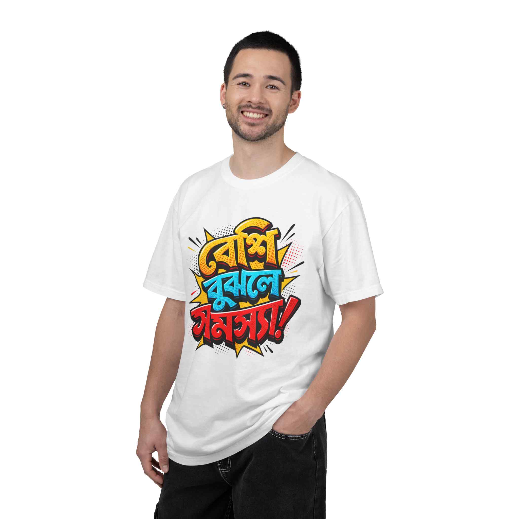 Bangla Pop Art T-Shirt with Bengali "Beshi Bujle " - Image 12