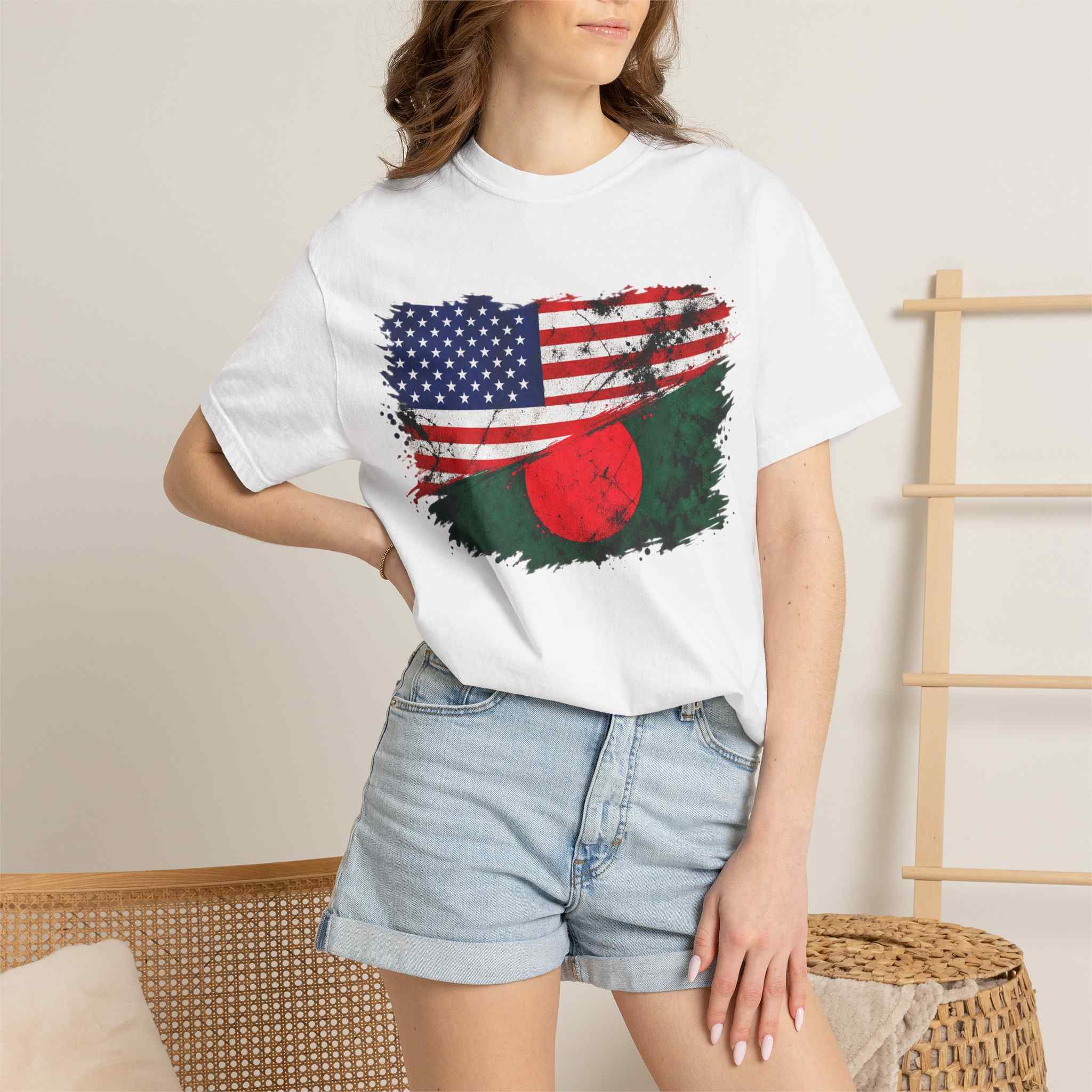 USA × Bangladesh Flag T-Shirt - Image 9