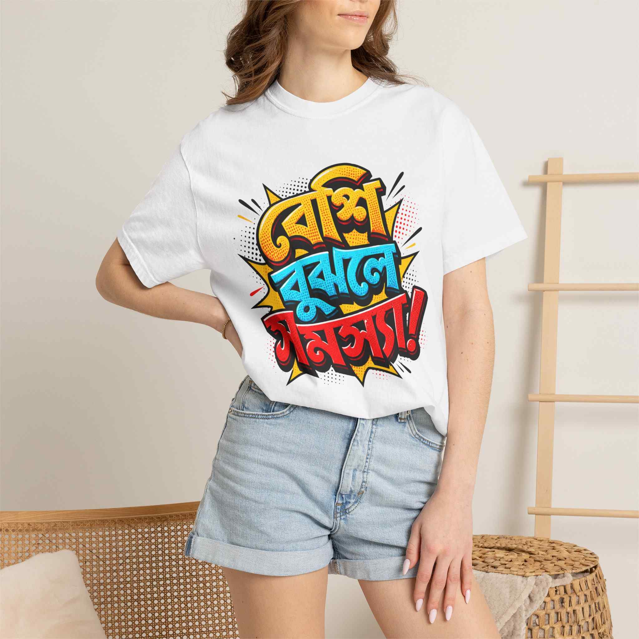 Bangla Pop Art T-Shirt with Bengali "Beshi Bujle " - Image 18