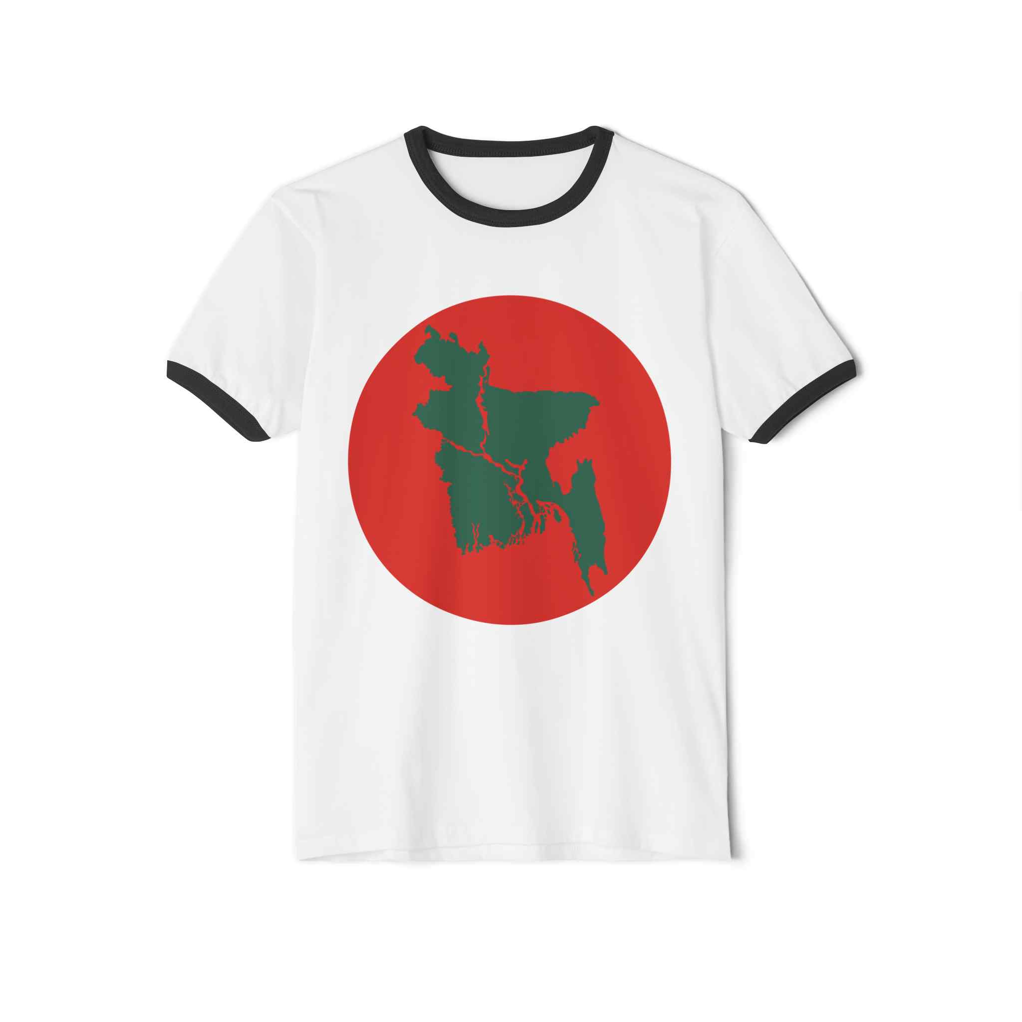 Bangladesh Map Ringer T‑Shirt — Green Map on Red Circle - Image 2